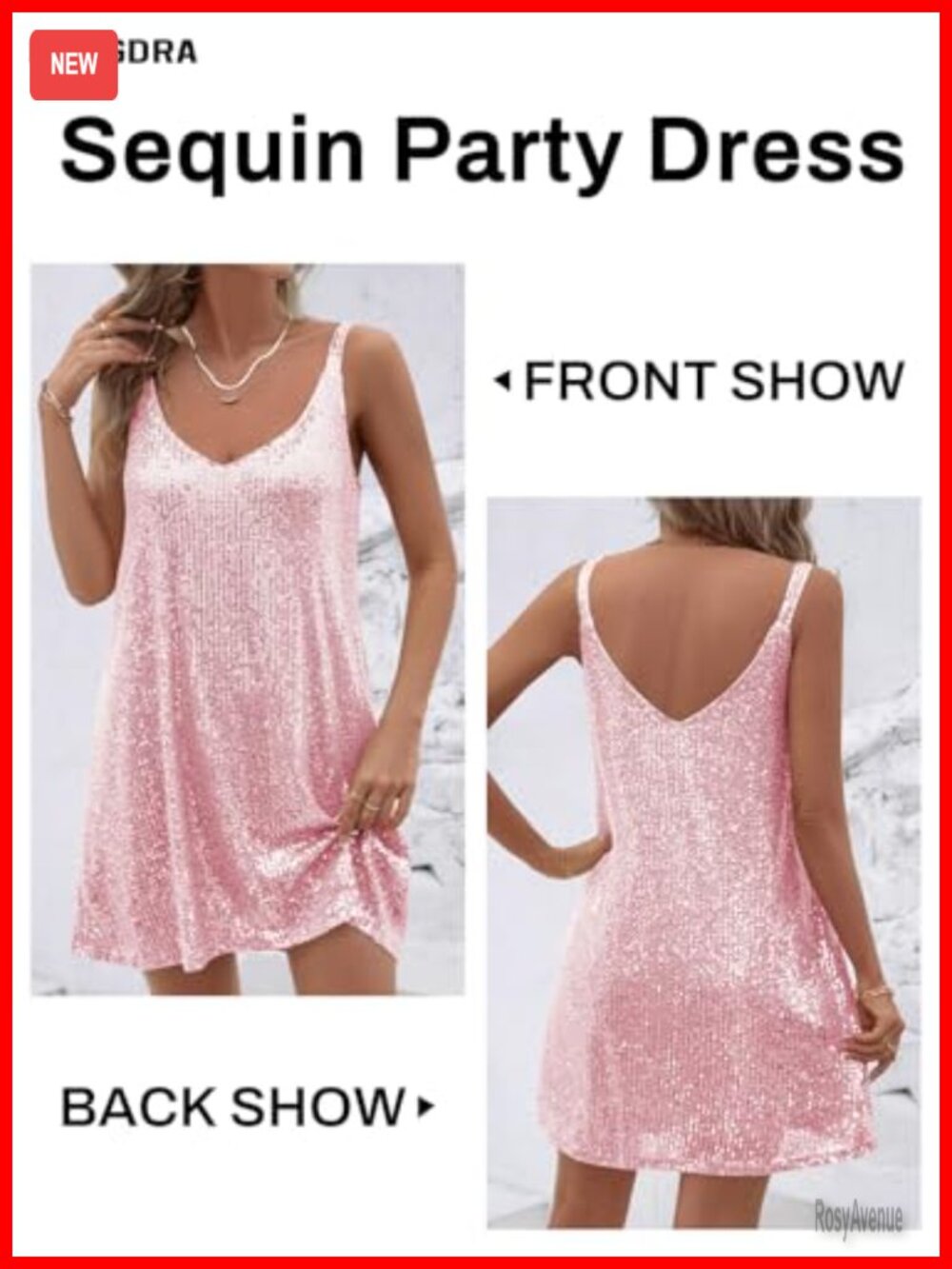 Sparkly Sequin V Neck Shift Cocktail Mini Dress for Party - Picture 2 of 4